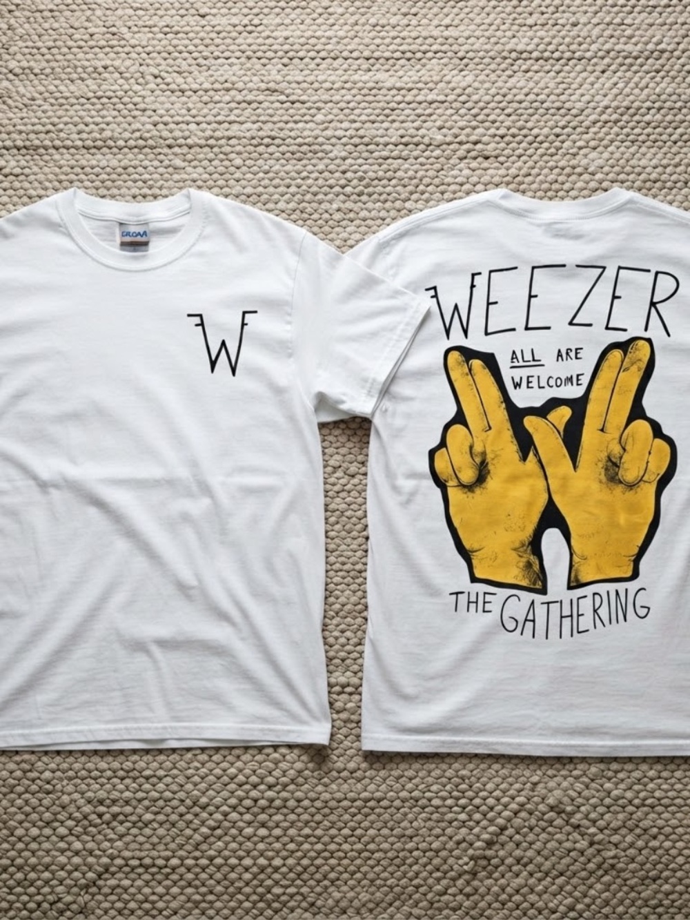Gildan White Weezer 'The Gathering' Tour 2026 Graphic Tee - Two Sides
